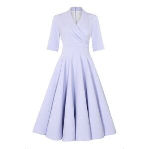 The Pretty Dress Company Leyla Midi Dress Lilac UK Made Swing Size 8